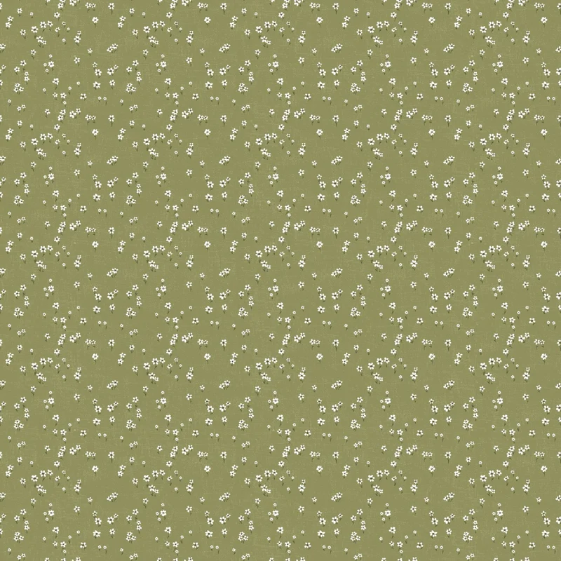 FIGO Fabrics, Humblebee, Daisies, Green