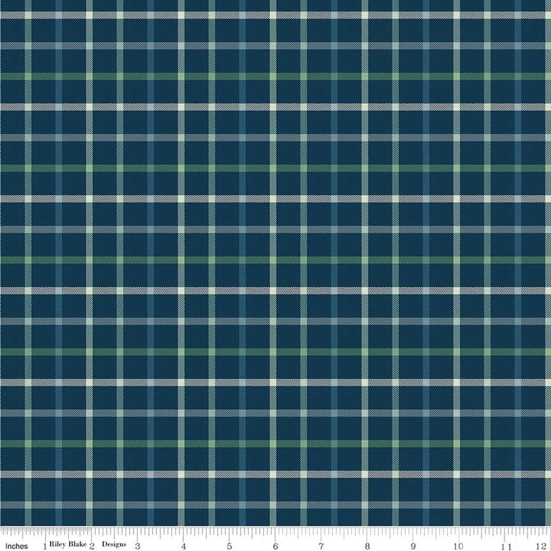 Riley Blake, Plaid Venture Club, Camper Plaid, Navy Blue
