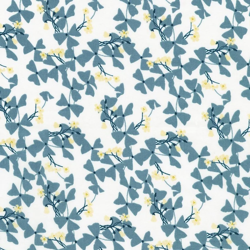 Crystal Lawn, Blue Floral on White
