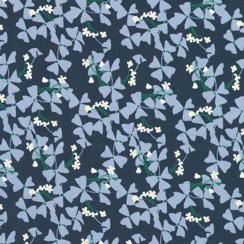 Crystal Lawn, Blue Floral on Navy