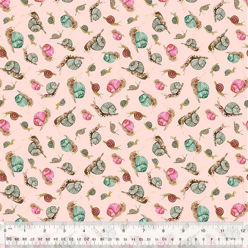 Windham Fabrics, Forest Fruits, Snails, Pale Pink