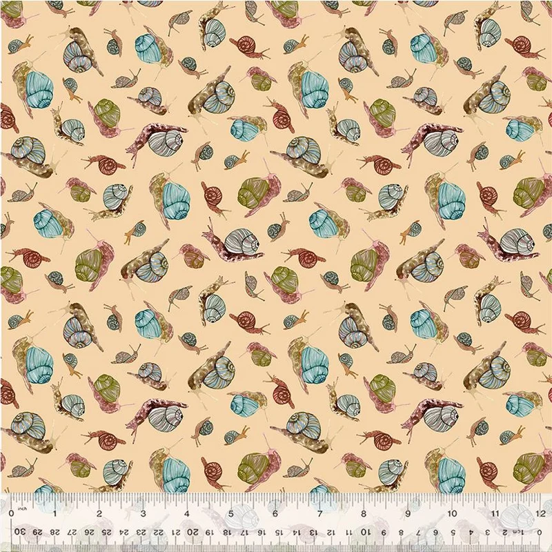 Windham Fabrics, Forest Fruits, Snails, Beige