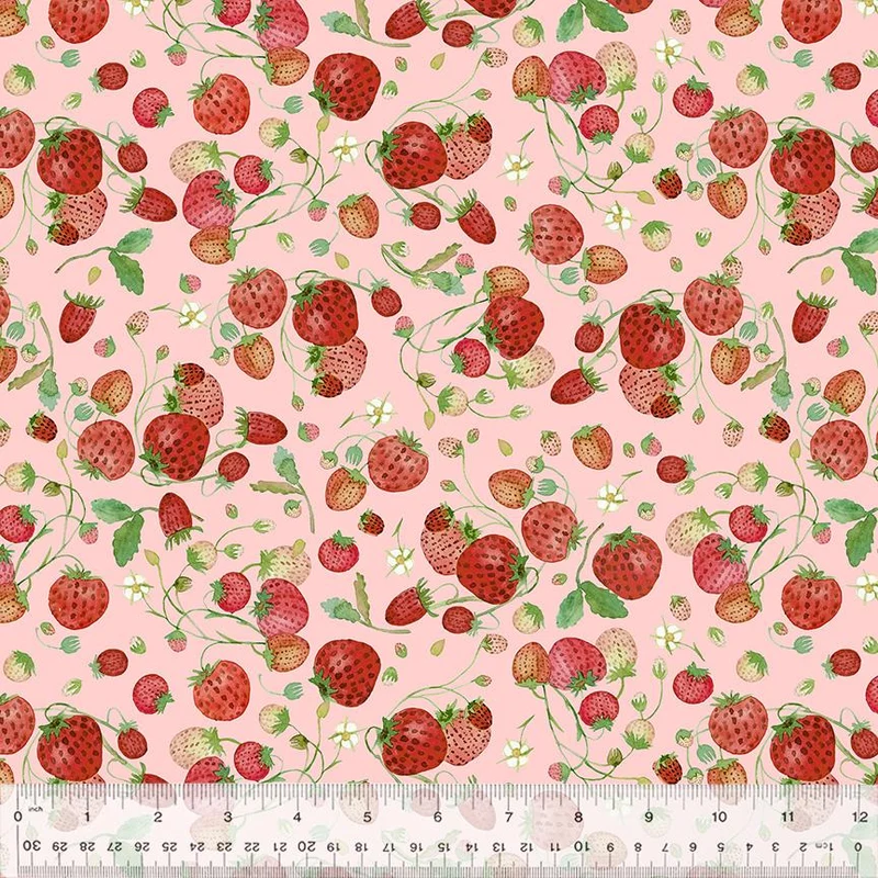 Windham Fabrics, Forest Fruits, Strawberries, Pink