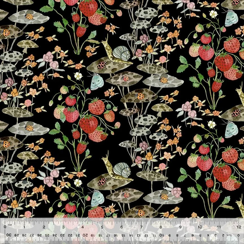Windham Fabrics, Forest Fruits, Sneaky Snail, Black