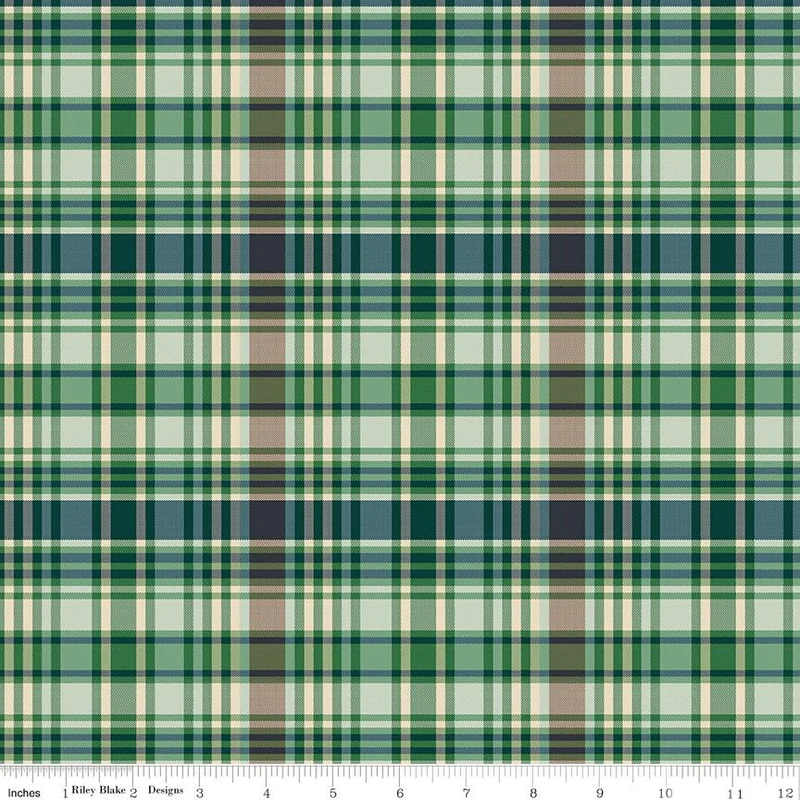 Riley Blake, Plaid Venture Club, Fisher Plaid, Green