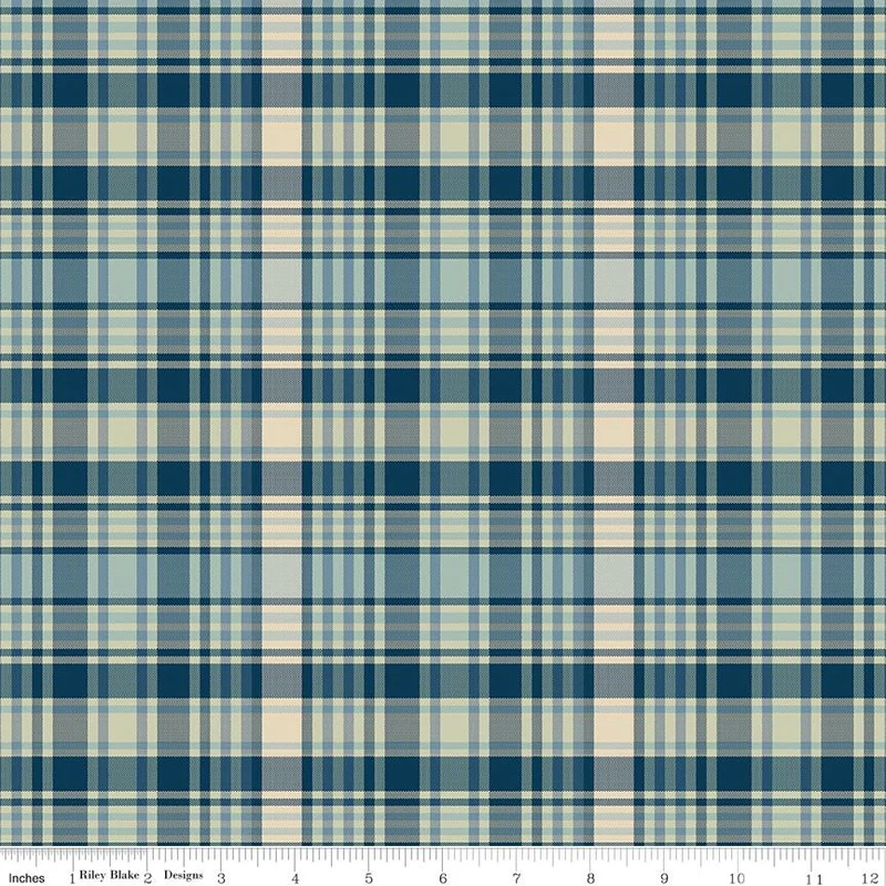 Riley Blake, Plaid Venture Club, Fisher Plaid, Blue