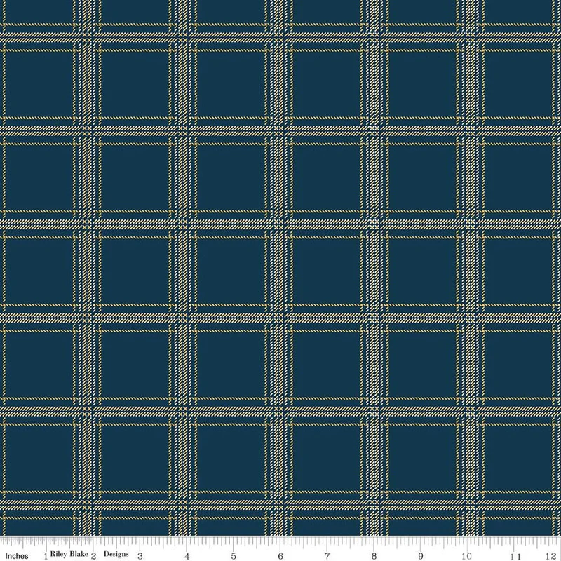 Riley Blake, Plaid Venture Club, Hunter Plaid, Navy