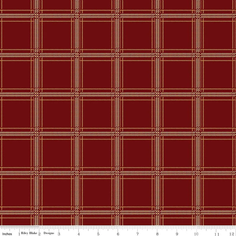 Riley Blake, Plaid Venture Club, Hunter Plaid, Mahogany Red