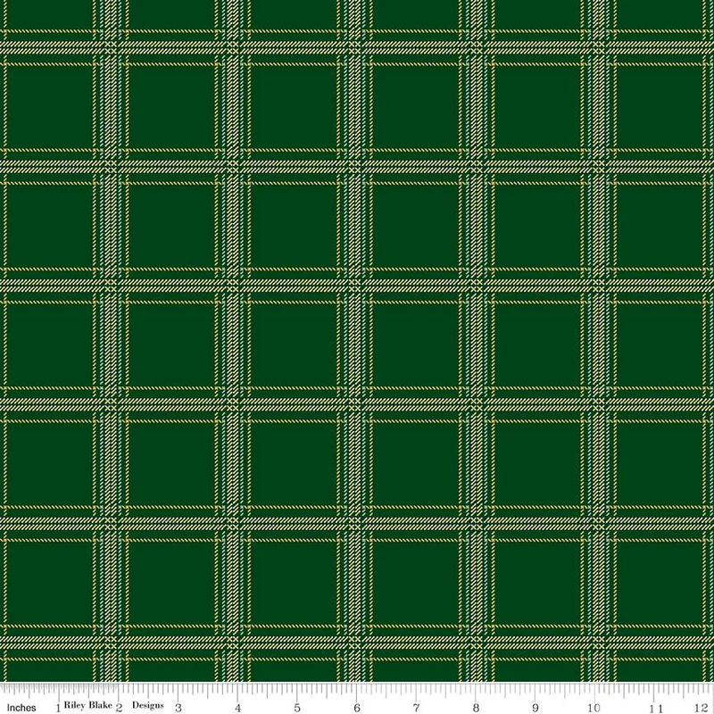 Riley Blake, Plaid Venture Club, Hunter Plaid, Forest Green