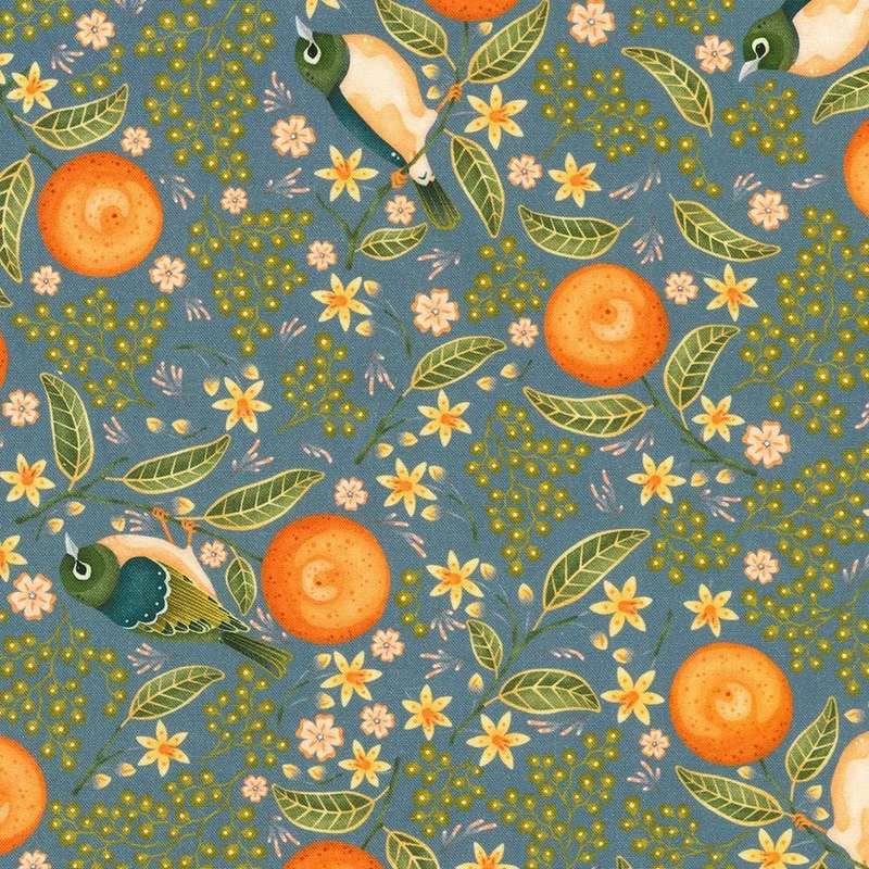 Robert Kaufman, Grove, Birds & Oranges, Slate