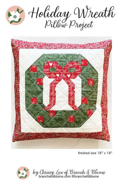 Branch & Blume, Holiday Wreath Pillow Pattern