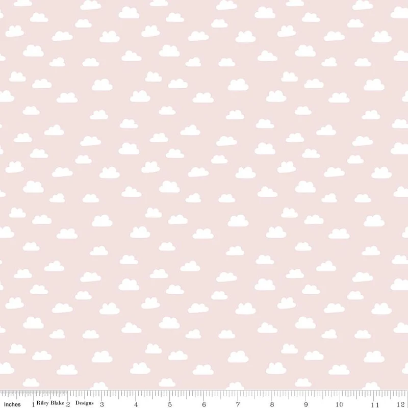 Riley Blake, Baby Girl, Cute As A Button, Clouds, Pink