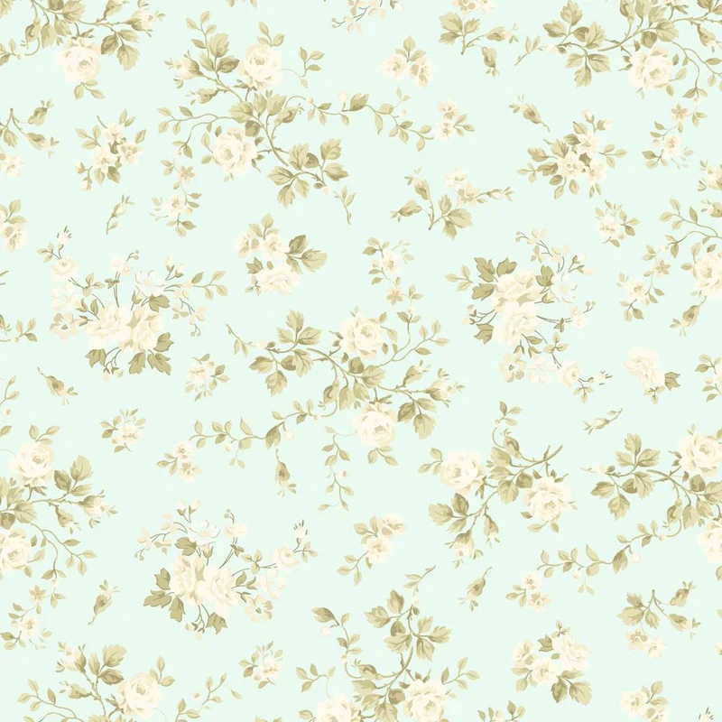 Clothworks, Charlotte, Rose Bunches, Lt Aqua