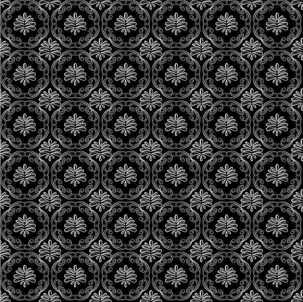 Benartex Fabric, Perfect Brew, Medallion Geo, Black & White