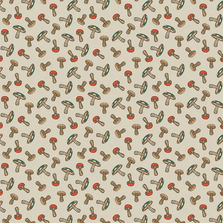 Benartex Fabric, Small Wonders, Mushroom Wonder, Sand