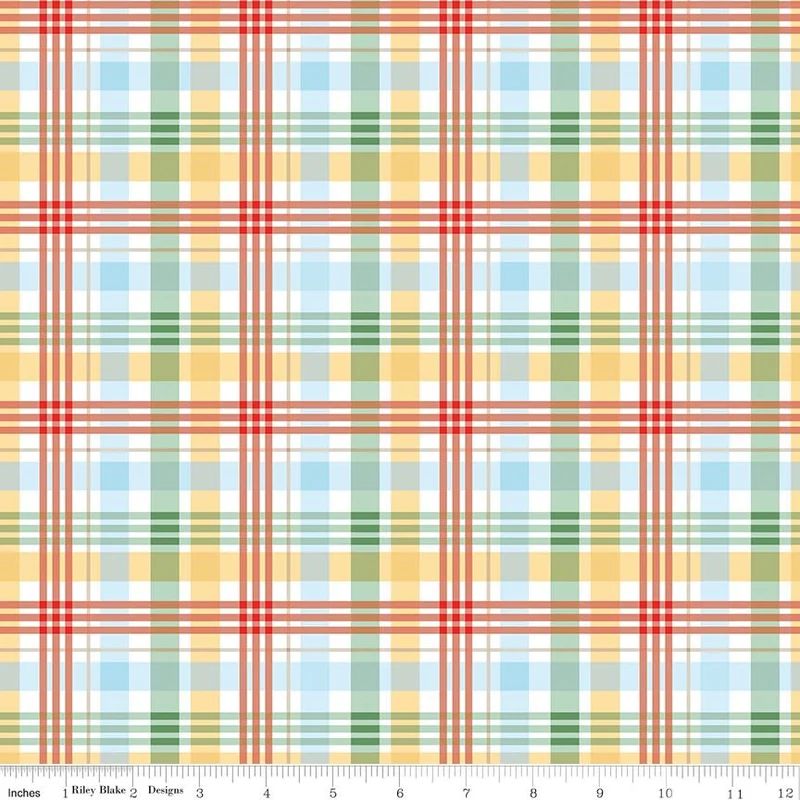 Riley Blake, Classic Winnie The Pooh, Plaid, Blue