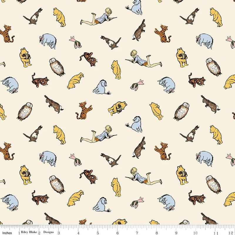 Riley Blake, Classic Winnie The Pooh, Tossed Characters, Cream