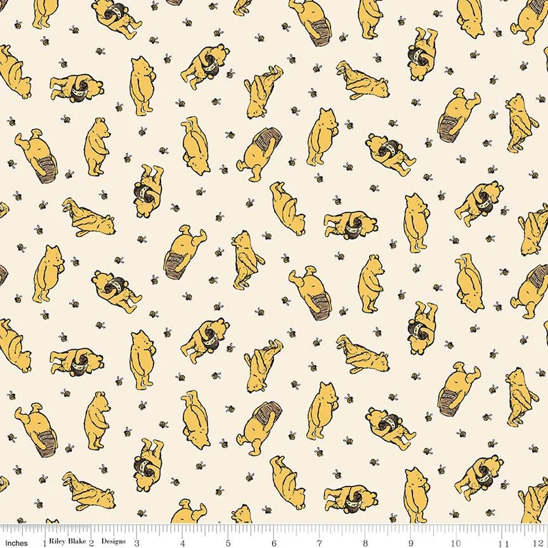 Riley Blake, Classic Winnie The Pooh,Tossed Bears, Cream