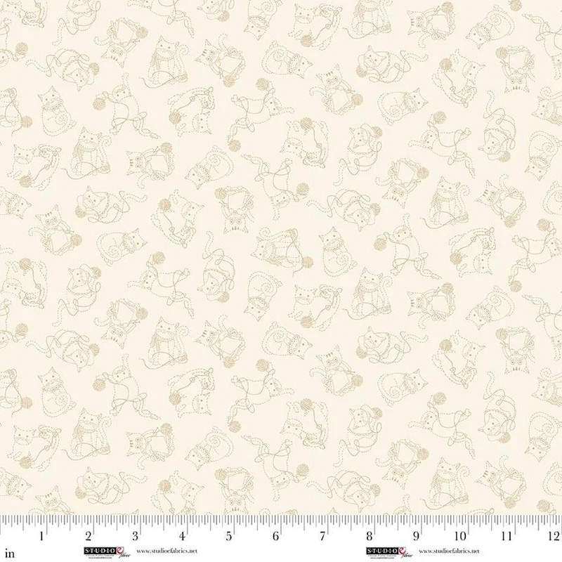 Studio E, Knit1 Purr2, Kitties, Tone-on-Tone, Cream