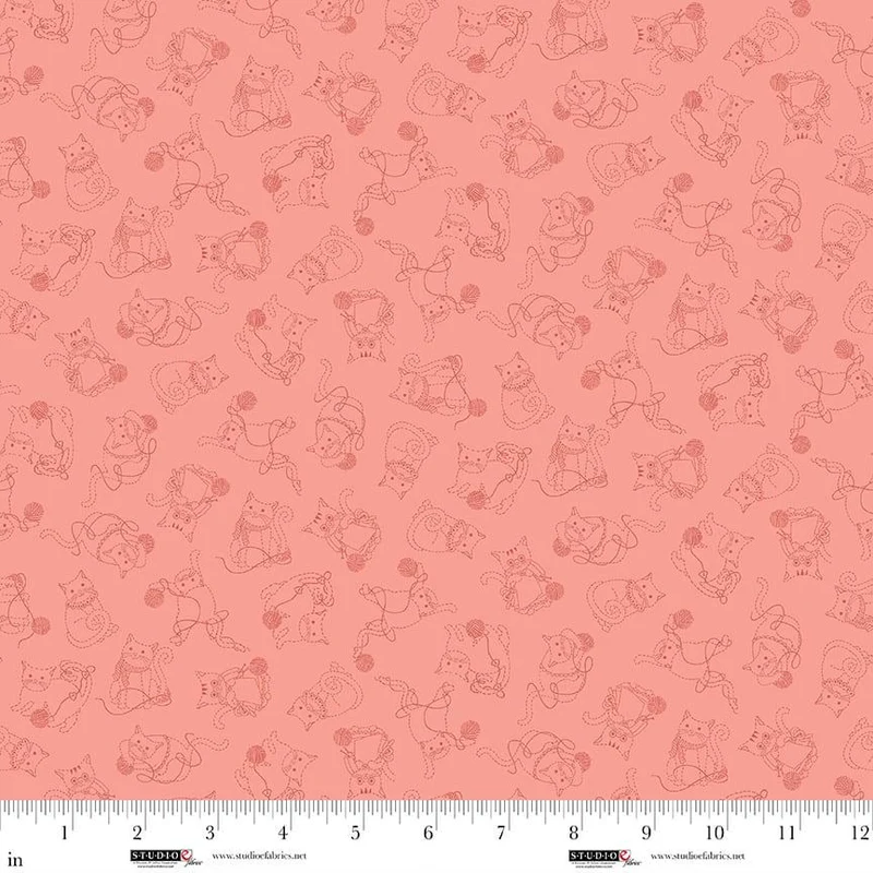 Studio E, Knit1 Purr2, Kitties, Tone-on-Tone, Pink