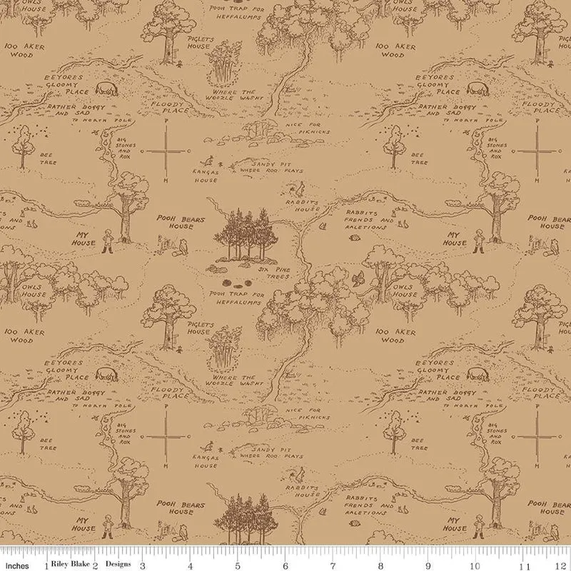 Riley Blake, Classic Winnie The Pooh, Map, Brown