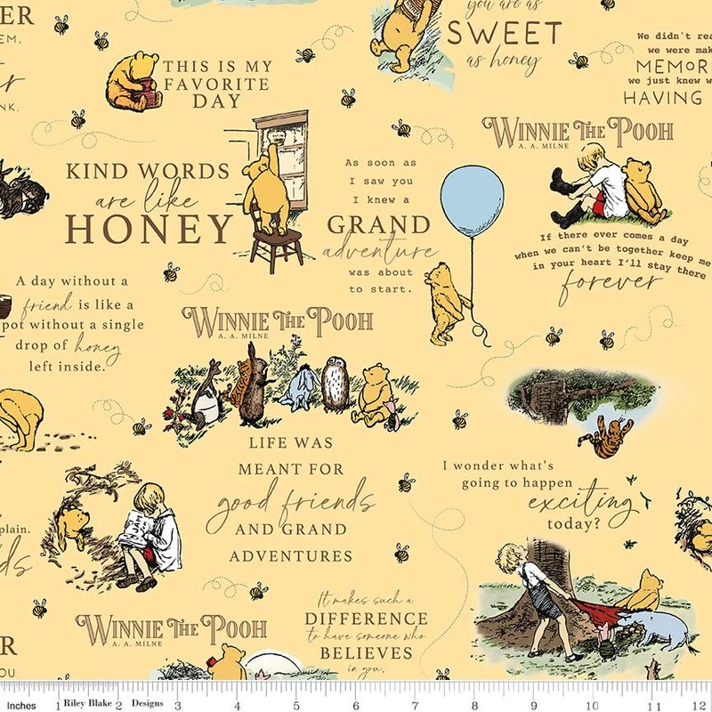 Riley Blake, Classic Winnie The Pooh, Words, Sunshine