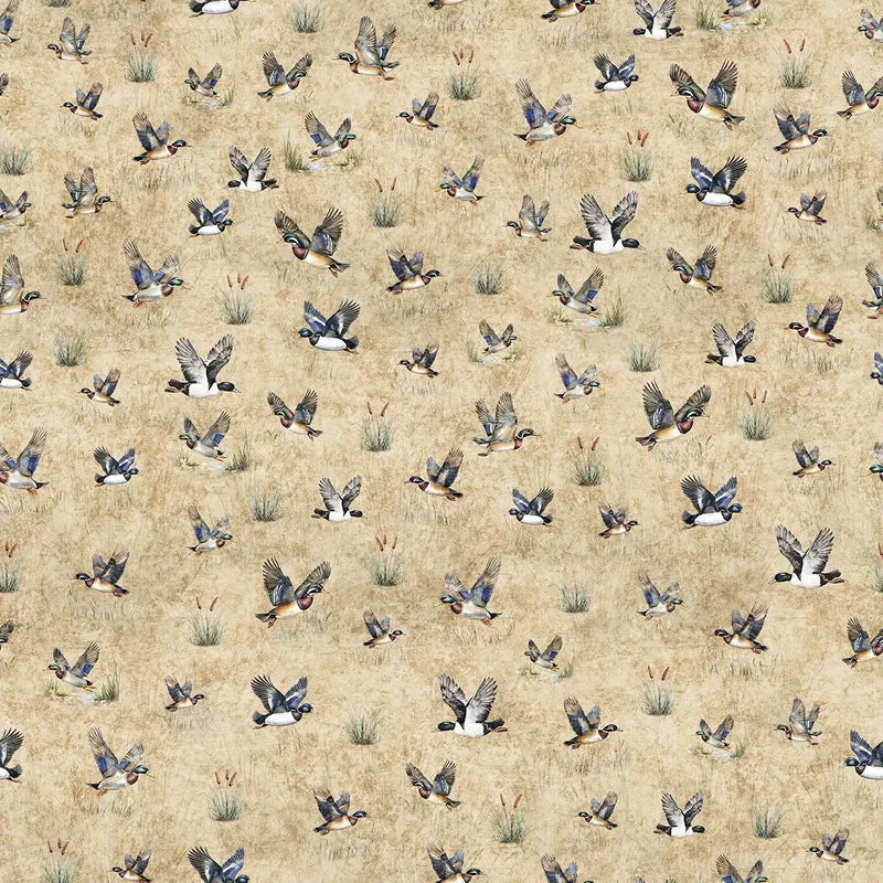 QT Fabrics, Forest, Field & Stream, Ducks, Tan