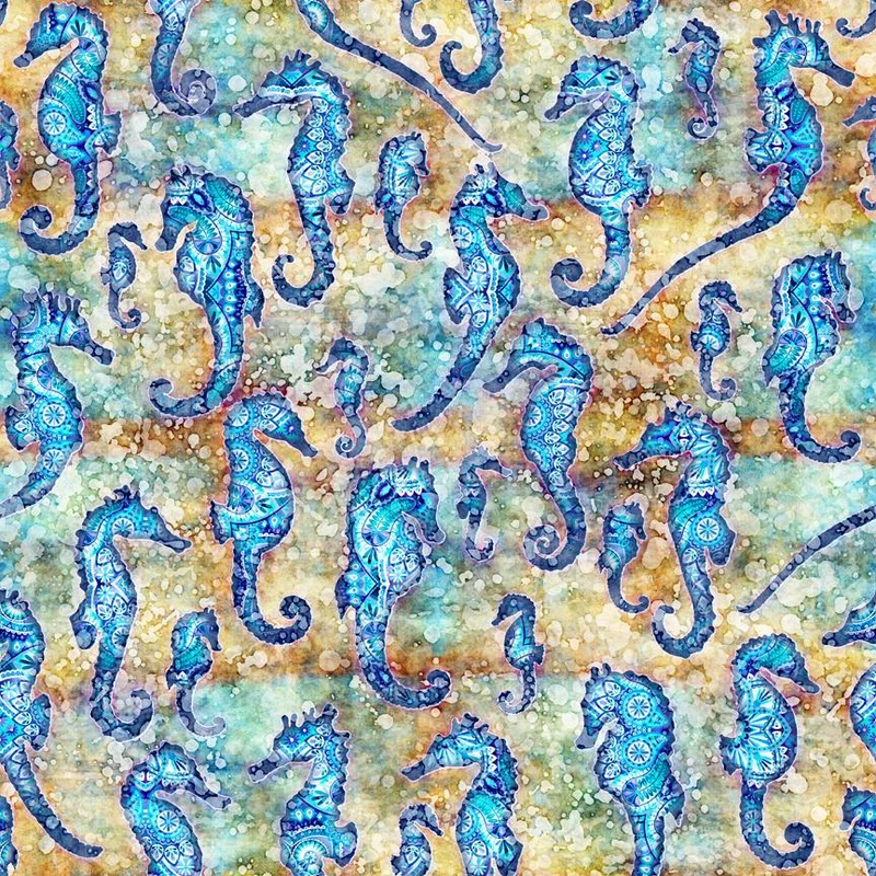 QT Fabrics, Oceana, Seahorses, Multi