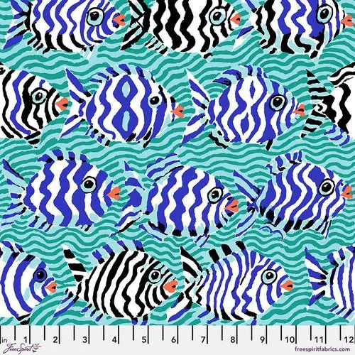 Kaffe Fassett Collective, August 2025, Minnows, Aqua