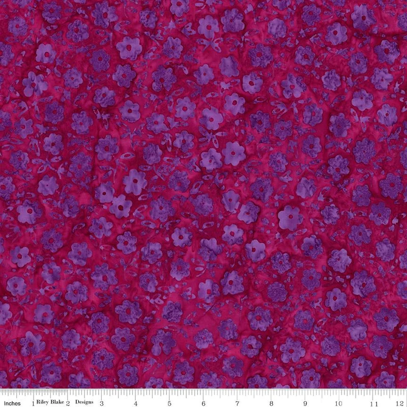 Riley Blake, Daisy Dots Batiks, Purple Foral, Pink