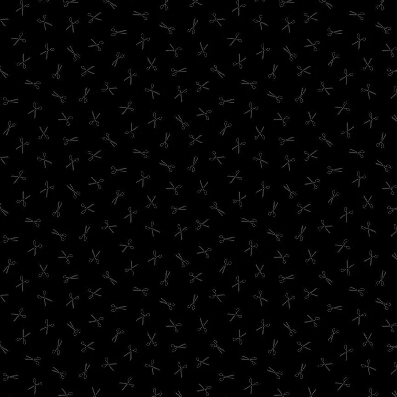 Timeless Treasures, Tossed Scissors, Black on Black