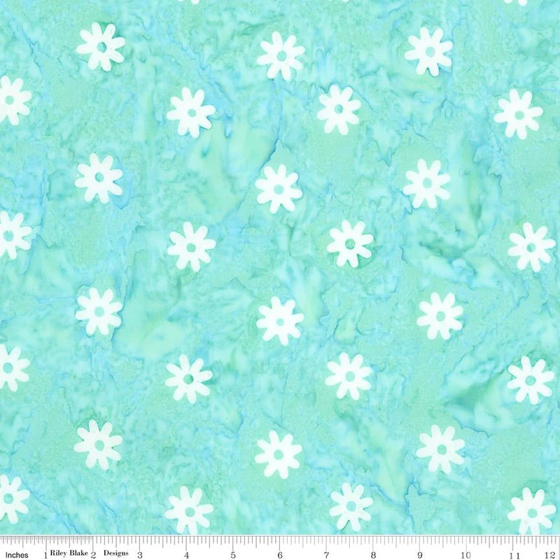 Riley Blake, Daisy Dots Batiks, Daisies, Aqua