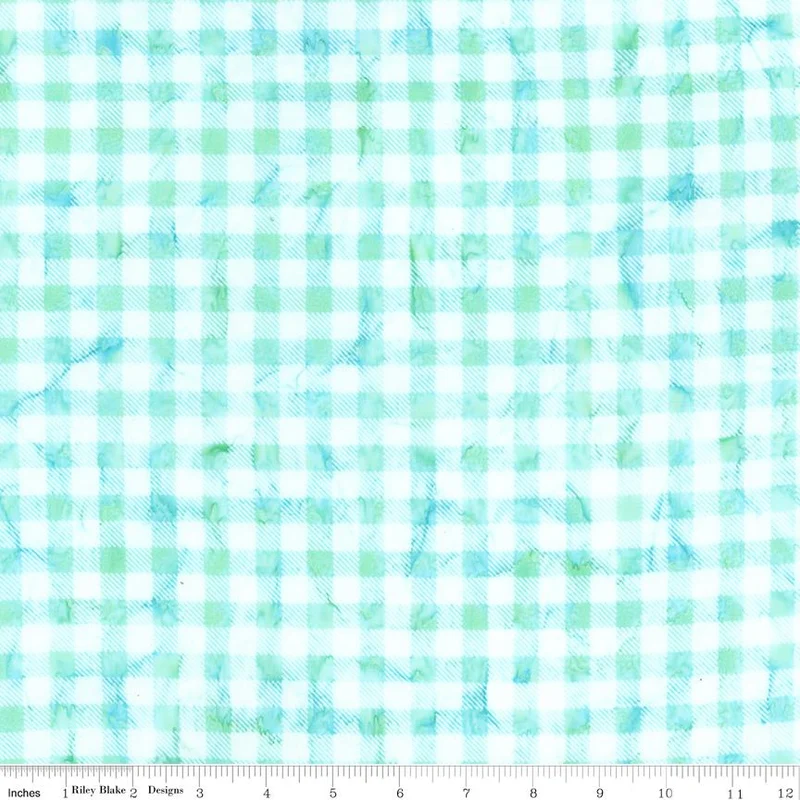 Riley Blake, Daisy Dots Batiks, Check, Aqua