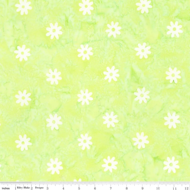 Riley Blake, Daisy Dots Batiks, Daisies, Lime Green