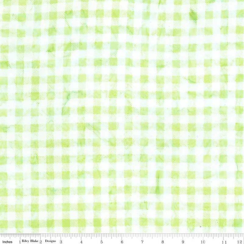 Riley Blake, Daisy Dots Batiks, Check, Lime Green