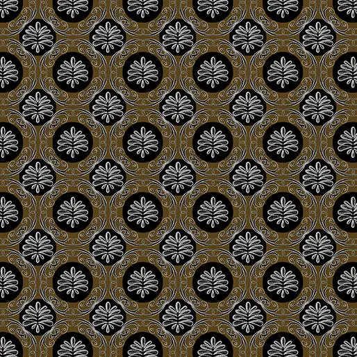 Benartex Fabric, Perfect Brew, Medallion Geo,
