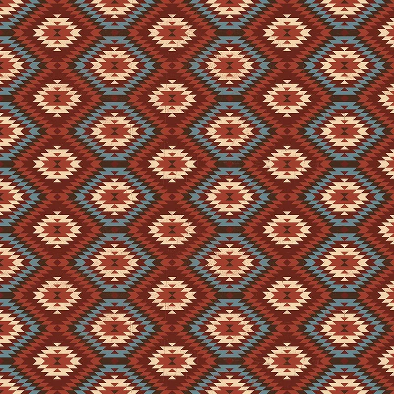 Riley Blake, John Wayne American West, Southwest Print, Dark Red