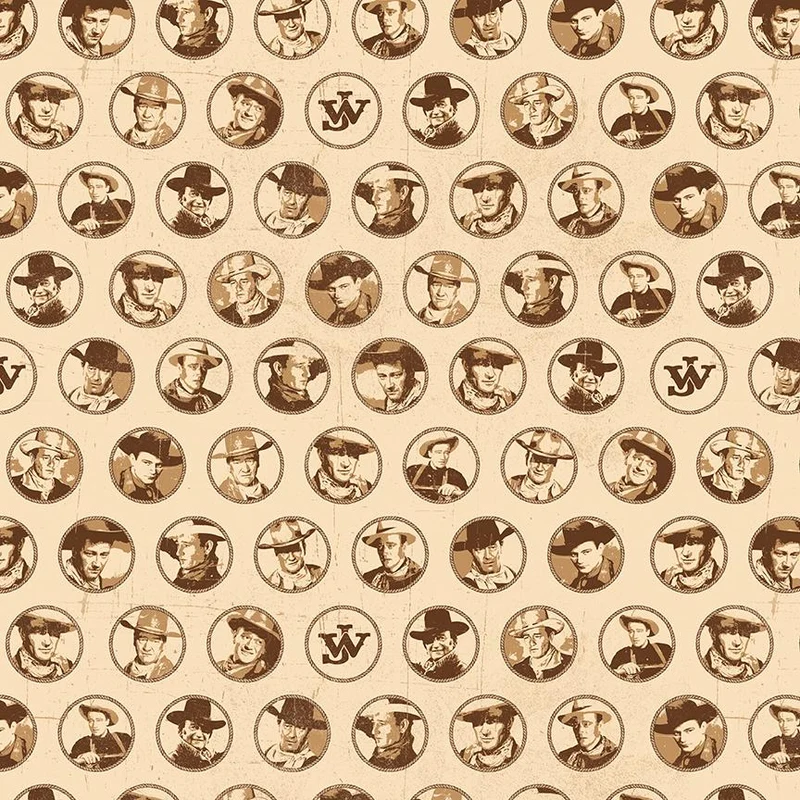 Riley Blake, John Wayne American West, Circled images in Sepia, Tan