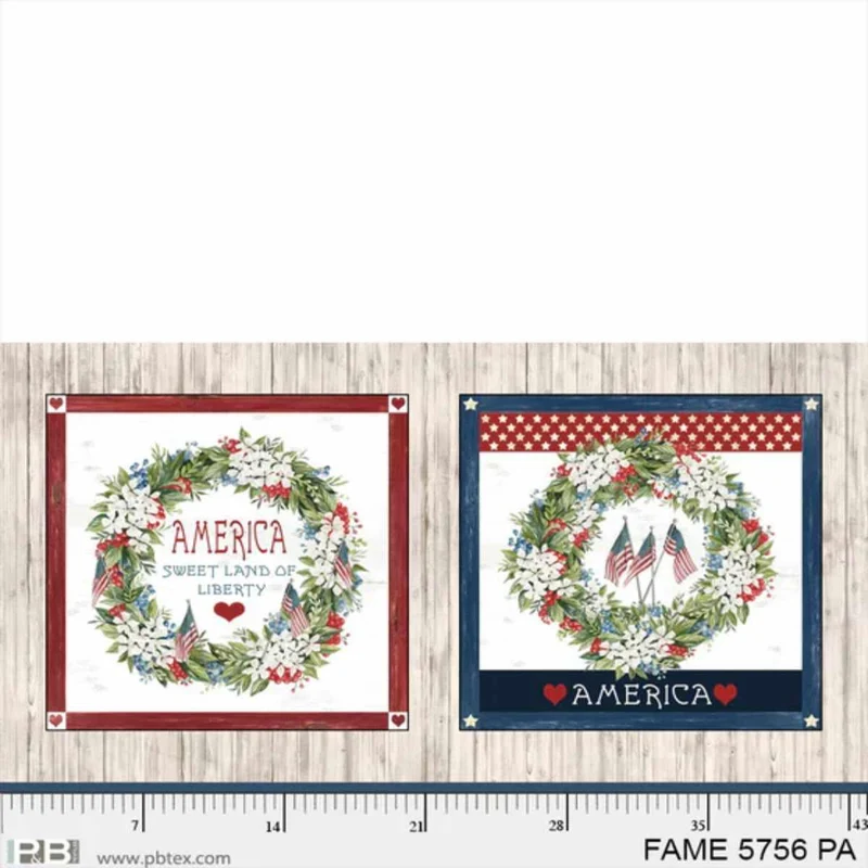 P & B Textiles, Farmhouse Americana, Patriotic Wreath Pillow Panel