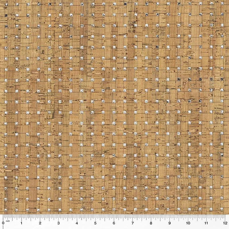Windham, Natural Cork with Silver Metallic, Geometric Pattern