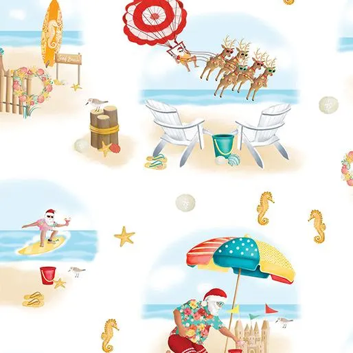 Benartex, Santas Vacation, Santas Beach Holiday, White