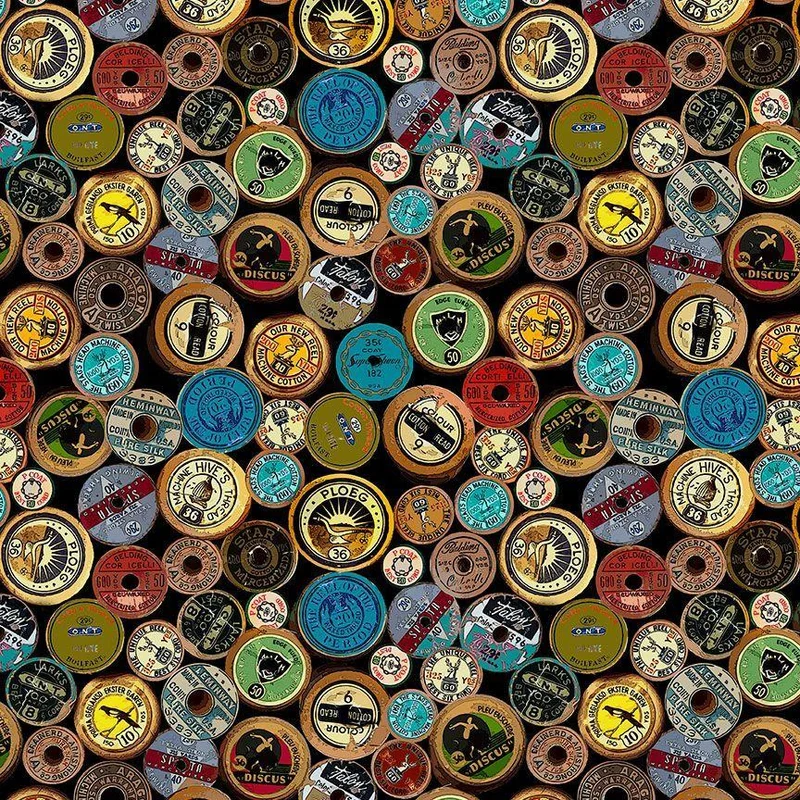 Timeless Treasures, Antique Spool Labels, Multi