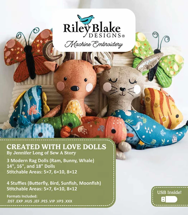 Riley Blake. Create w Love Dolls USB, Machine Embroidery USB