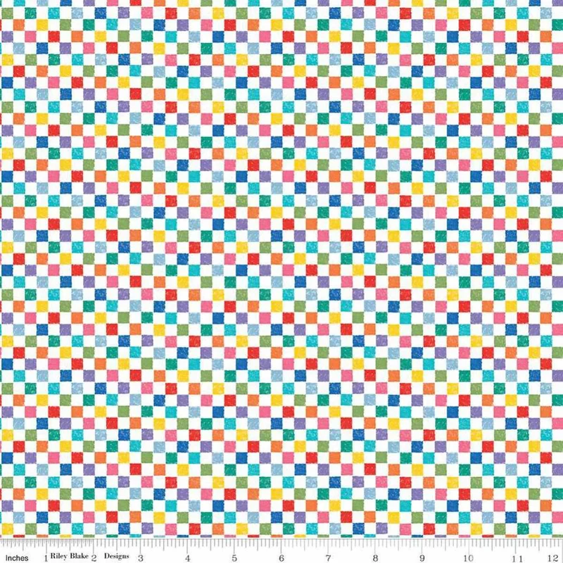 Riley Blake, Check Please!, 1/4in Checks, Rainbow