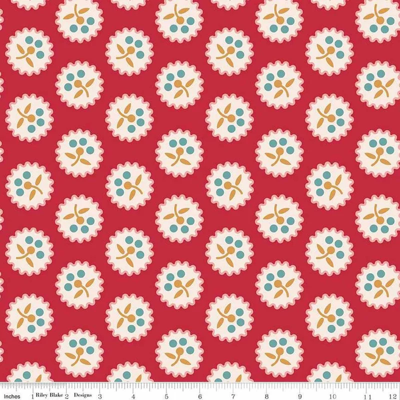 RIley Blake, Americana, Wide Backing, Berry
