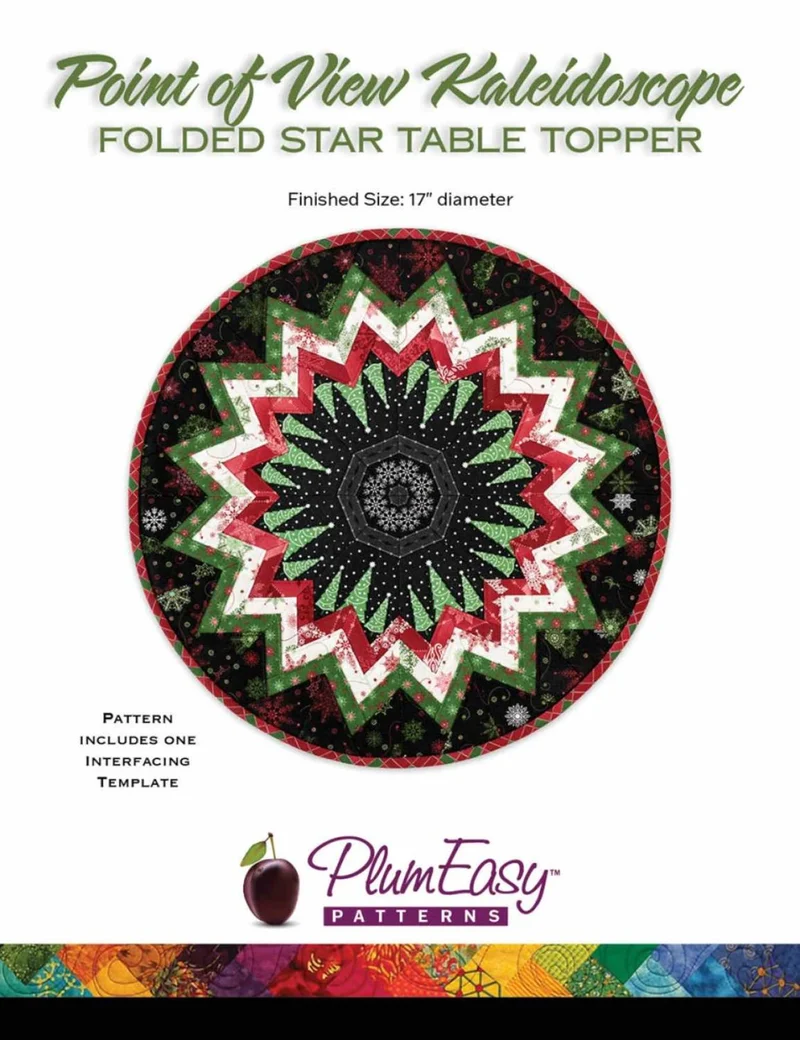Plum Easy, Point of View Kaleidoscope, Folded Star Table Topper Pattern