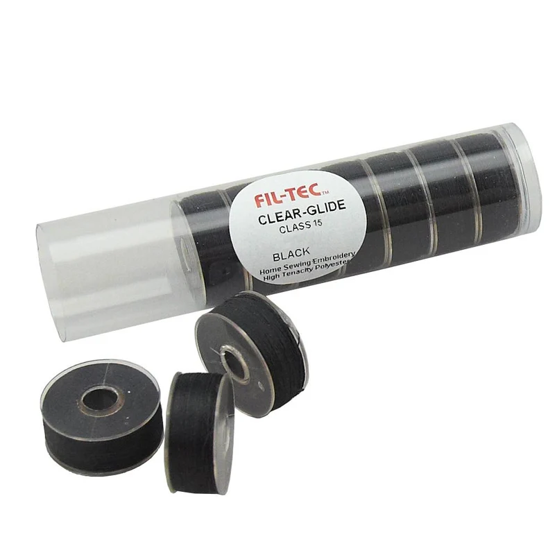 Fil-Tec, Clear-Glide 15/A Bobbins - Black- 8/Tube