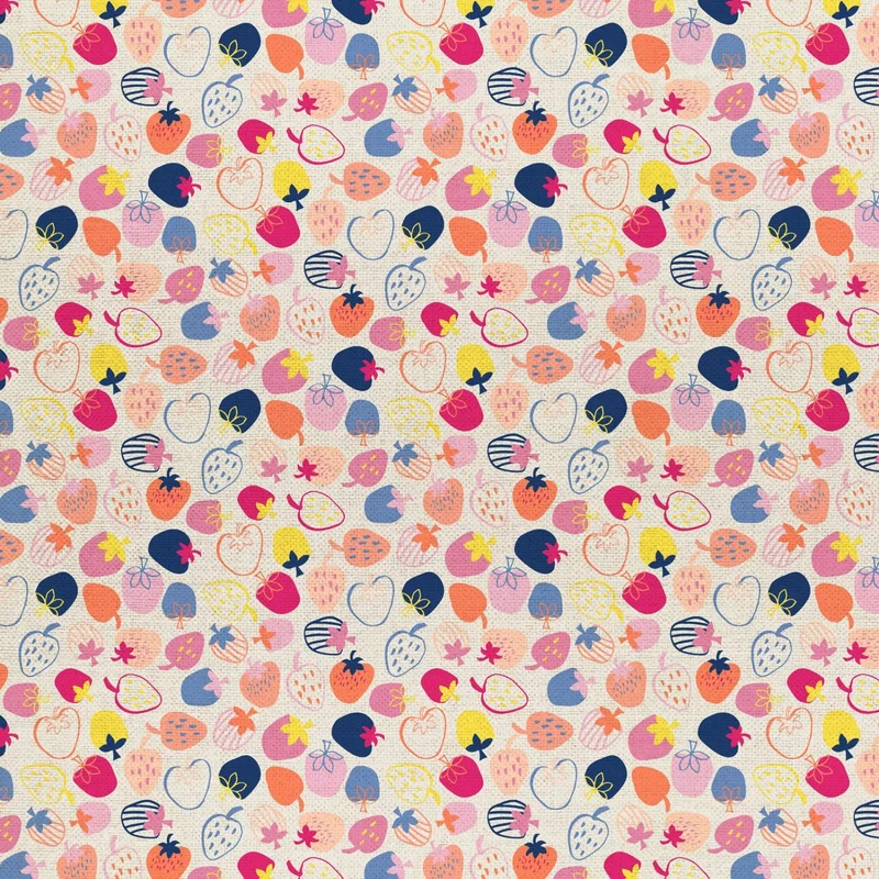 Paintbrush Studio, Summer Picnic Cotton Canvas, Strawberries
