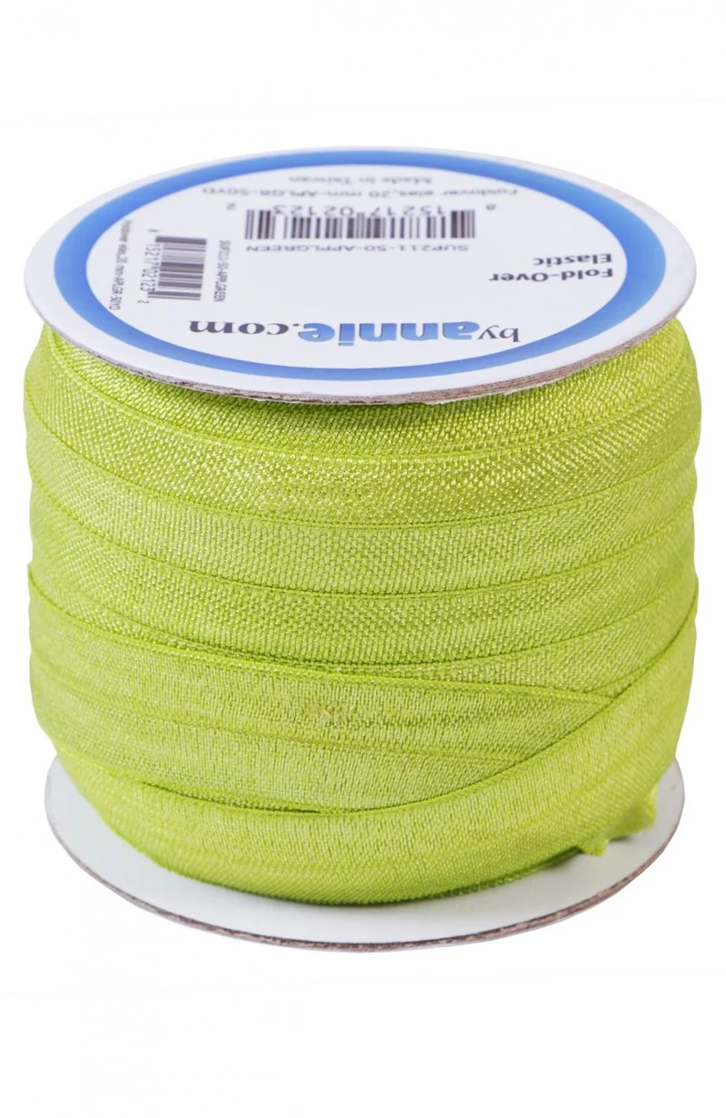 Fold-over Elastic by the yard, Apple Green