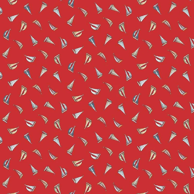 Andover/Makower, High Tide, Sailaway, Red
